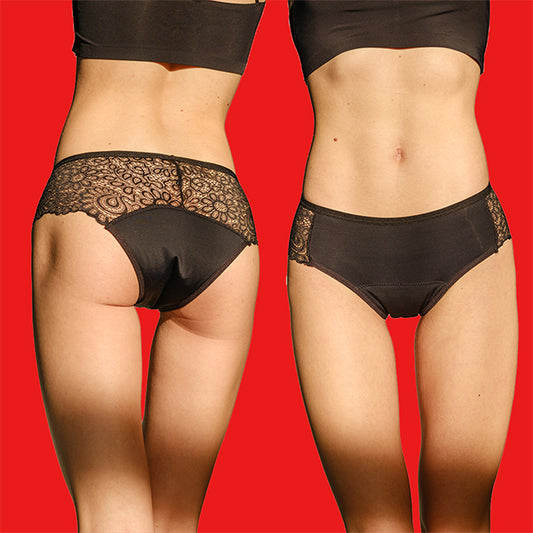 Relixa GRACE čipkované menštruačné nohavičky – stredná absorpcia – čierne – foto 2